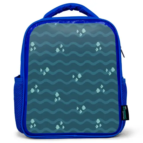 Zee - Donkerblauw - Golf - Vis Kinderrugzak - Blauw middel 862 -3d