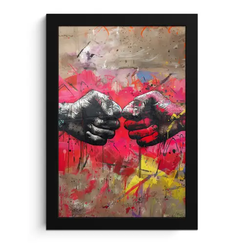 Street art - Handen - Graffiti - Kunst - Banksy fotolijst zwart zonder passe partout klein -3d