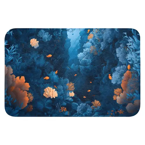 Koraalrif - Vissen - Oceaan - Blauw Badmat klein -3d