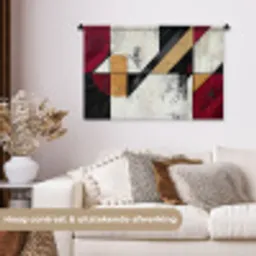 Modern - Abstract - Geometrisch - Rood - Industrieel Wandkleed katoen middel -sfeer1