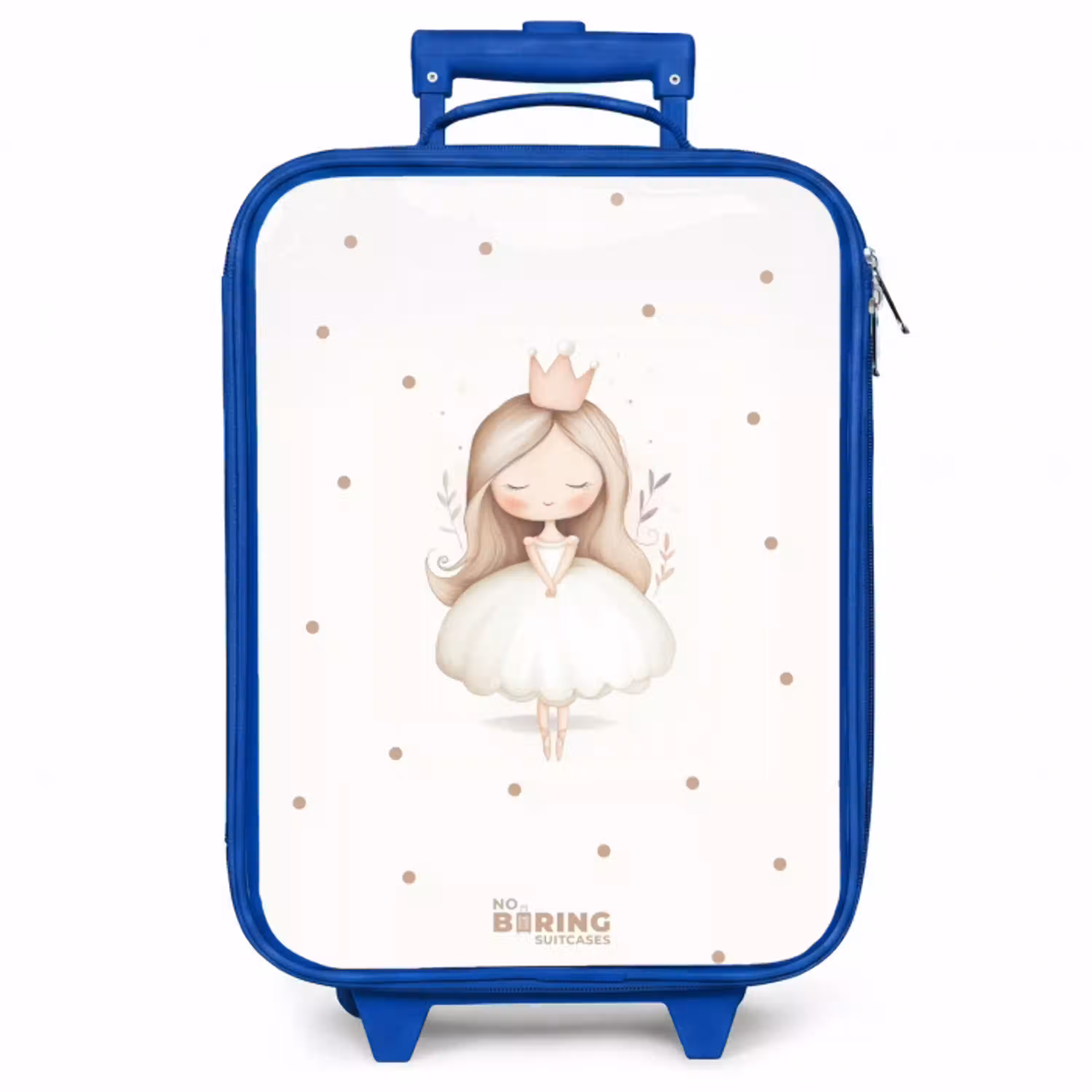 Ballerina prinses tussen beige stippen Kinderkoffer - Blauw klein -zzz_website3d