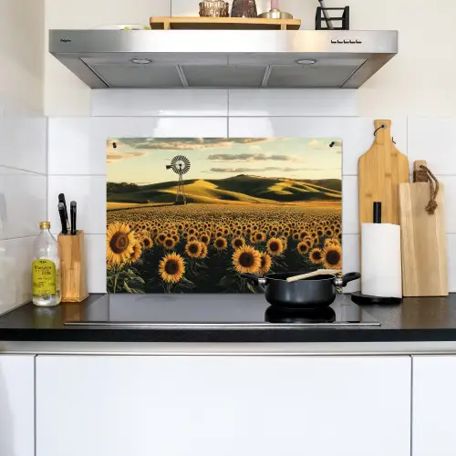 Zonnebloem - Veld - Windmolen Inductie beschemer met haakjes klein -sfeer2