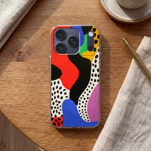 Abstract - Vormen - Kleuren - Stippen Telefoonhoesje iPhone 17 Pro klein -sfeer1