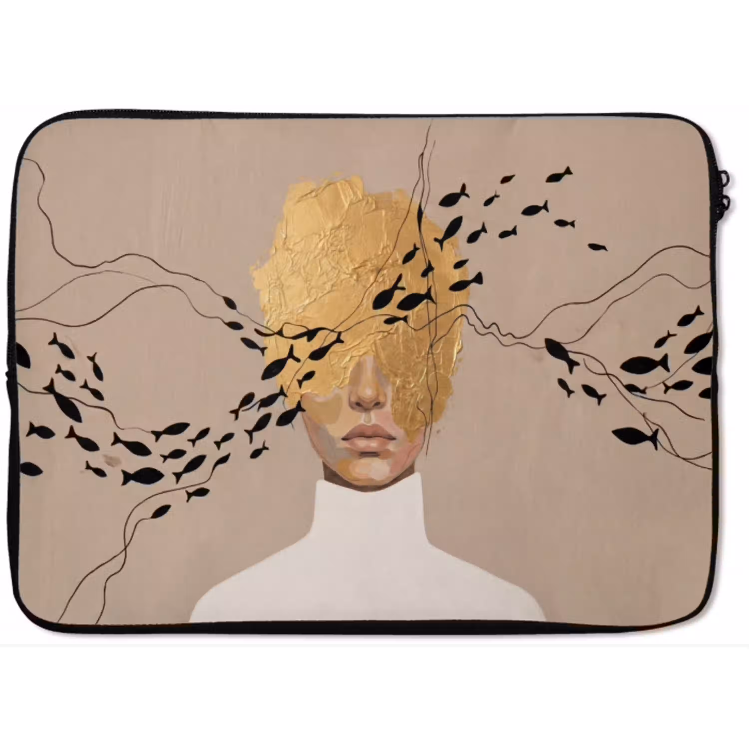 Modern - Vrouw - Goud laptophoes neopreen klein -zkaufland3dotto