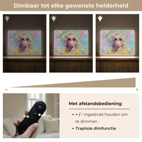 Vrouw - Blond - Roze kauwgom - Kleurrijk - Pastel Light Box met batterij (Wandlamp) middel -USP_dimbaarNL