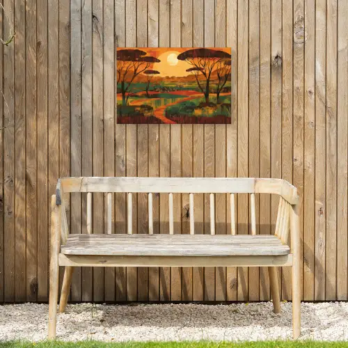 Landschap - Afrikaans - Zon Tuinposter op houten frame 2 cm dik klein -sfeer4