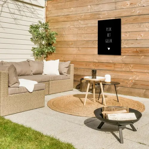 Quotes - Spreuken - Pluk het geluk Tuinposter op houten frame 2 cm dik klein -sfeer2