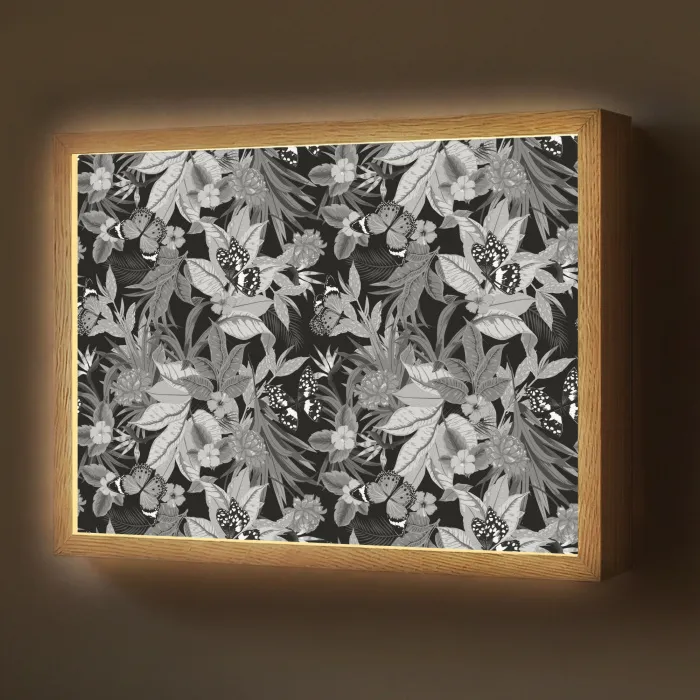 Zomer - Vlinder - Zwart - Grijs Light Box met batterij (Wandlamp) middel 907 -z3d_website