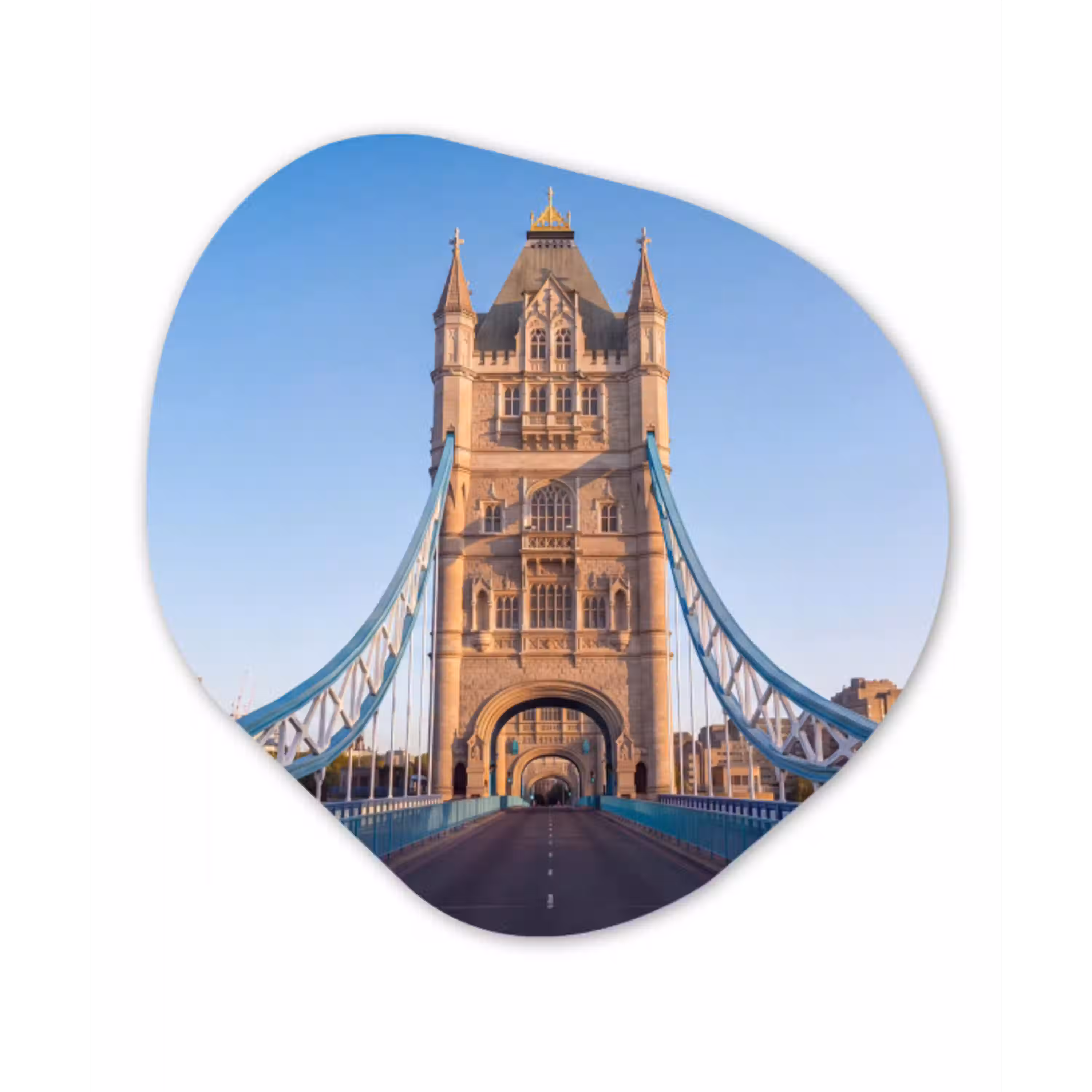 Brug - Toren - Architectuur - Klassiek - Blauw Wandcirkel Organisch Forex 3mm klein -3d