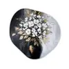 Bloemen - Wit - Vaas - Abstract Wandcirkel Organisch Aluminium middel -3d