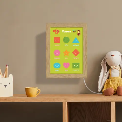 Vormen - Educatief - Leren voor kinderen - Groen Light Box met kabel (Wandlamp kind) klein -sfeer2_kind
