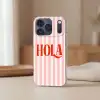 Hola - Quote -  Strepen - Pastel - Roze - Rood - Wit Telefoonhoesje iPhone 17 Pro klein -sfeer2