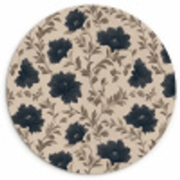 Motief - Bloemen - Zwart - Beige Wandcirkel kunststof plaat 5mm dik klein 188 -3d