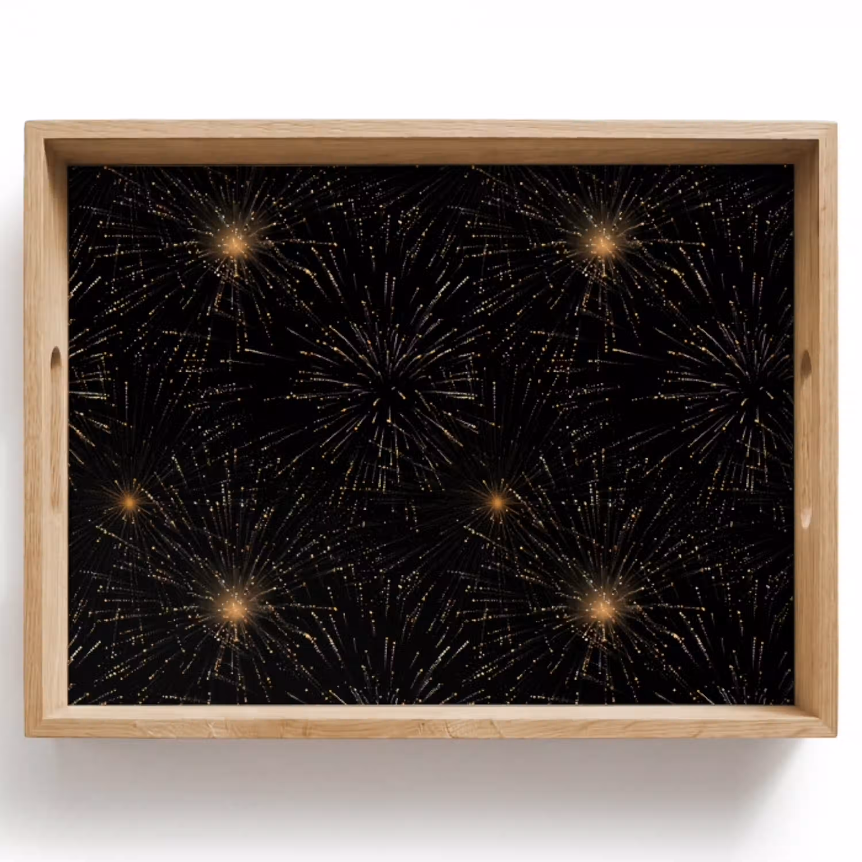 Vuurwerk - Patroon - Feestelijk - Goud - Zwart Dienblad Rechthoek middel 911 -z3d_shopping