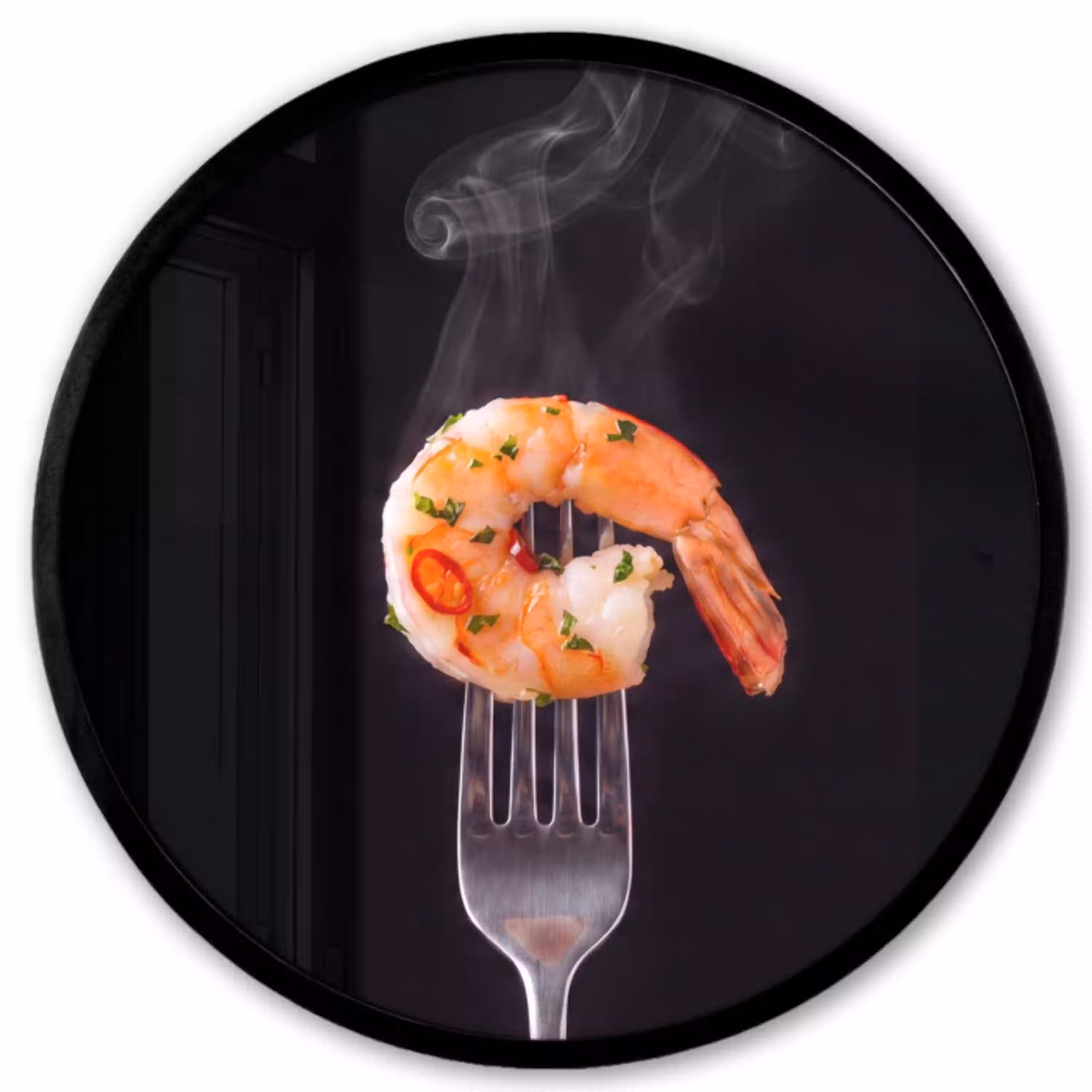Eten - Garnaal - Vork Fotolijst rond zonder passe partout klein -3d