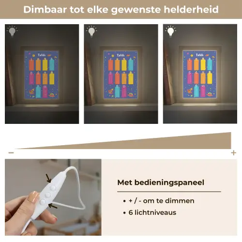 Tafels van vermenigvuldiging - Leren rekenen voor kinderen - Getallen oefenen - Ruimte Light Box met kabel klein -USP_dimbaarNL