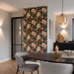 Bloemen - Barok - Patroon - Roze - Crème Behang Vlies klein 1076 -sfeer3