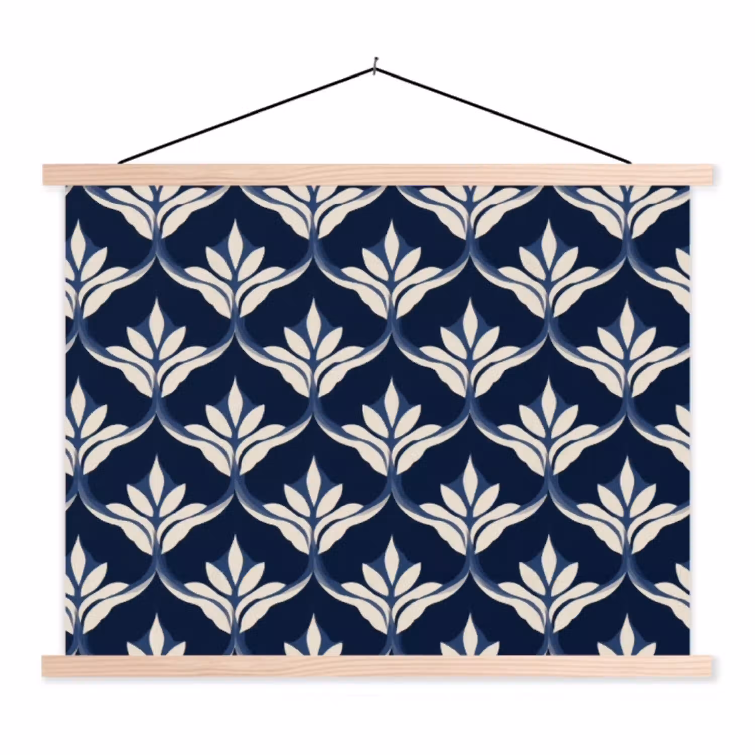 Modern - Ontwerp - Blauw textielposter latten blank klein 122 -3d
