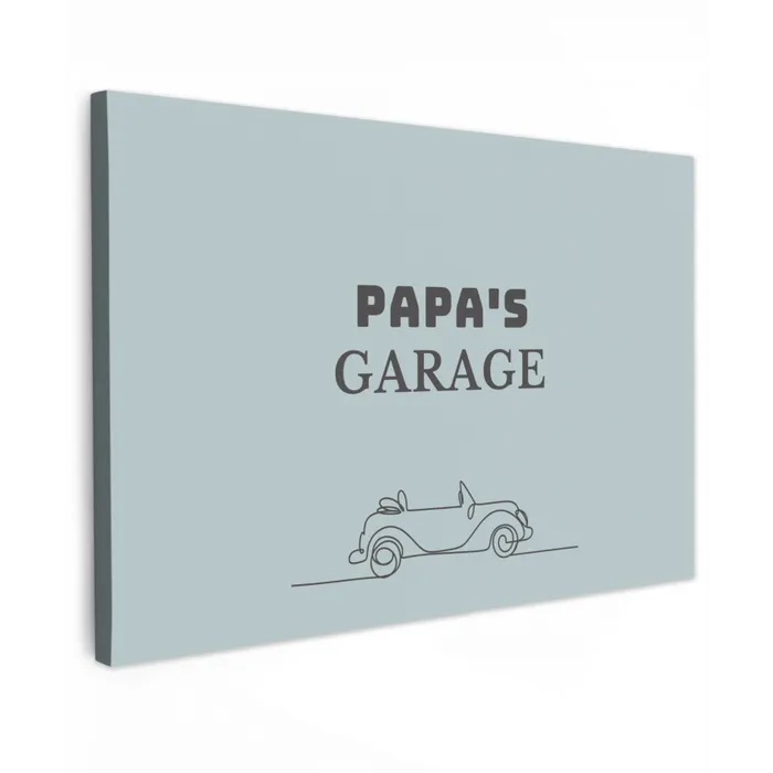 Papa's Garage met auto Tuinposter op houten frame 2 cm dik klein -3d