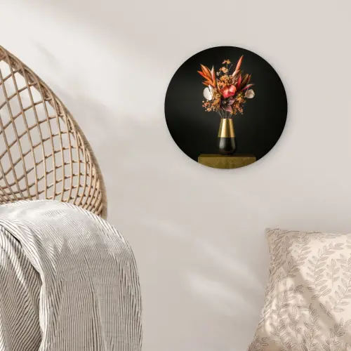 Exotisch - Boeket - Vaas - Goud Wandcirkel plexiglas klein -sfeer5