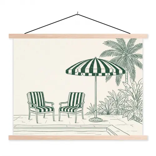 Terras - Illustratie - Groen textielposter latten blank klein -3d