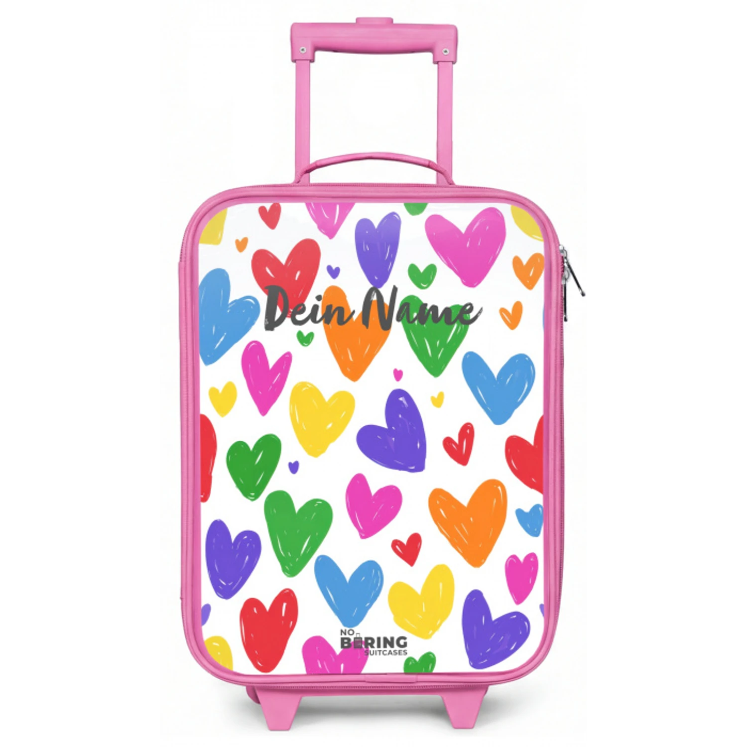 Gekleurde hartjes Kinderkoffer - Roze klein -zz3dotto