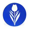 Tulp - Minimalistisch - Bladeren - Wit Wandcirkel aluminium klein -3d