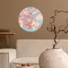 Eikenbladeren - Takken - Roze Wandcirkel behangsticker klein -sfeer1