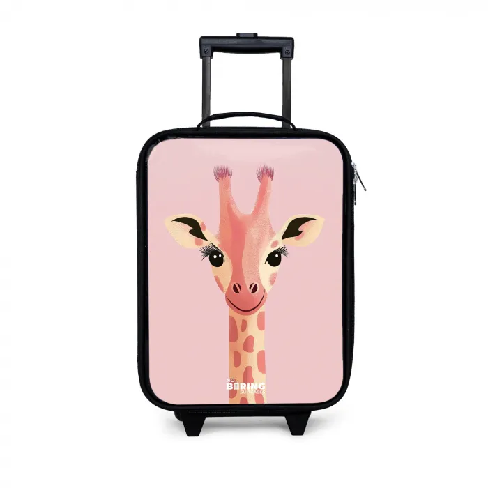 Giraffe - Wimpers - Minimalistisch - Roze Kinderkoffer - Zwart klein -3d