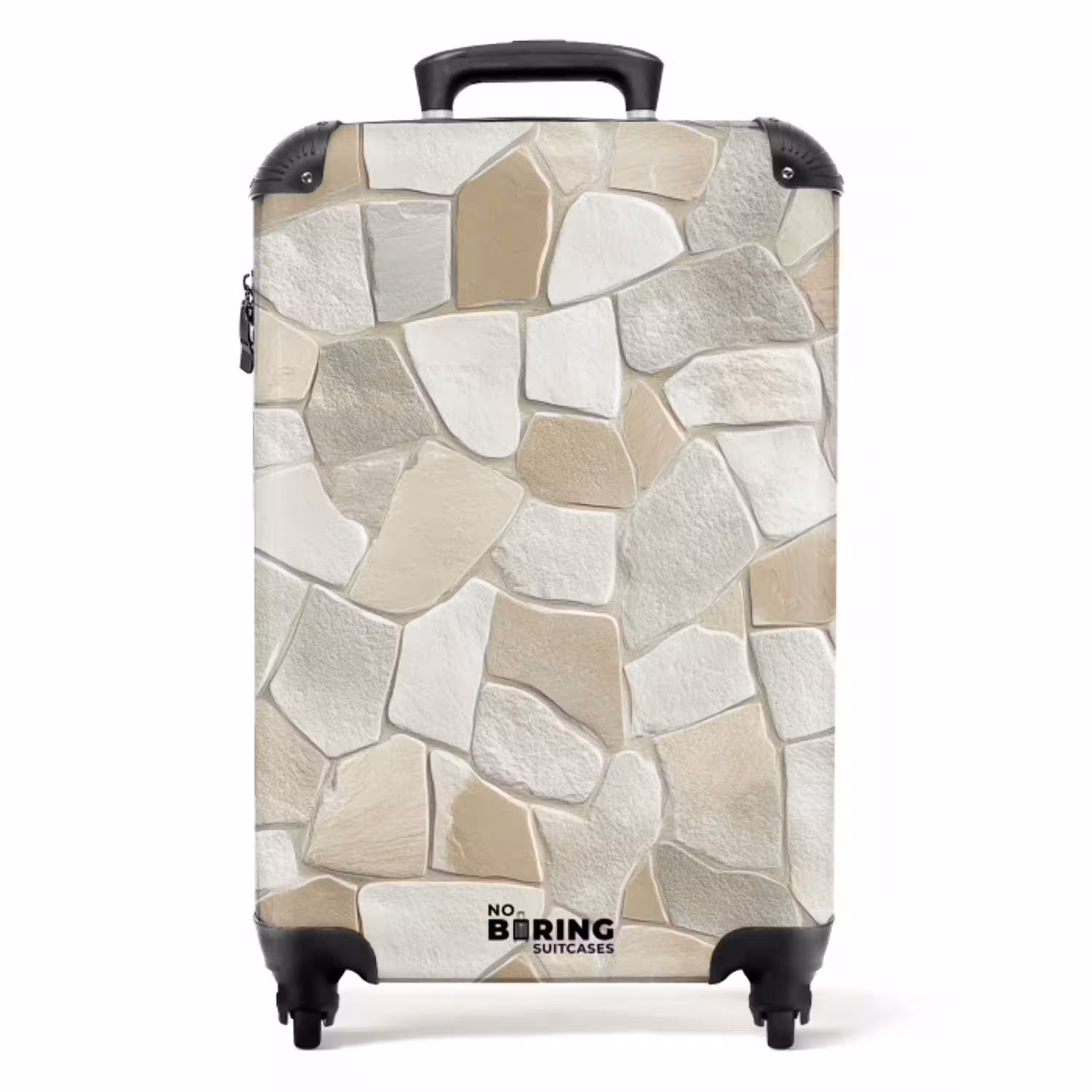 Mozaïek - Stenen - Beige NBS - Handbagage koffer - Volwassenen Unisex middel -productfoto_recht