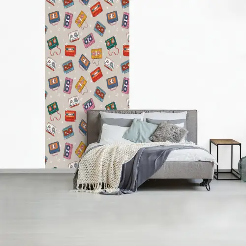 Muziek - Cassette - Patroon fotobehang vinyl groot 64 -slaapkamer