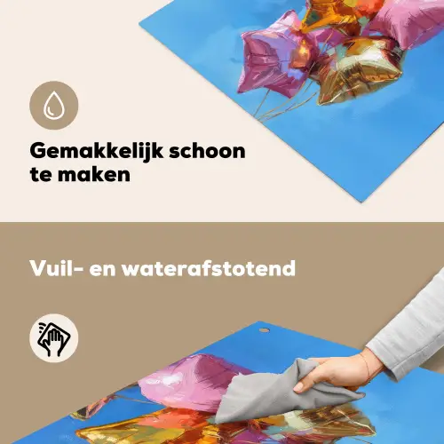 Ballonnen - Goud - Stervorm - Roze Inductie beschemer met haakjes middel -ky-schoon-nl