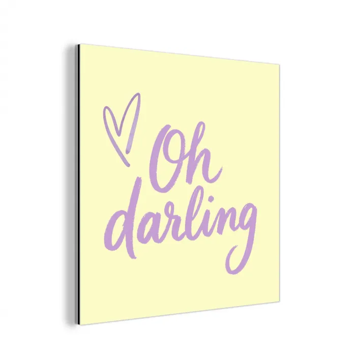 Oh darling - Geel - Hart aluminium wit klein -3d