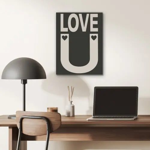 Love - Zwart - Minimalistisch PET vilt klein -sfeer5
