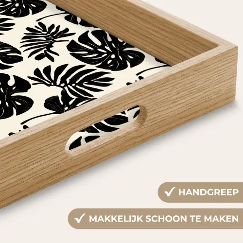Modern - Monstera - Zwart Dienblad Rechthoek middel 911 -USP_HandgreepNL