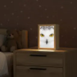 Sneeuwuil - Portret - Geel Light Box met kabel (Kinderlampje) klein -sfeer1_kind