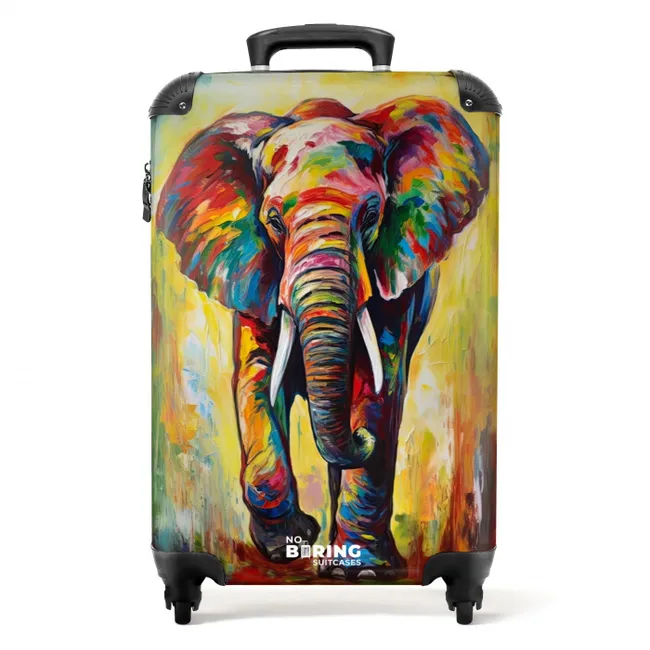 Koffer - Portret van een olifant als olieverf kunstwerk