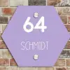 Effen - Lila - Modern Naambord Hexagon klein -sfeer2