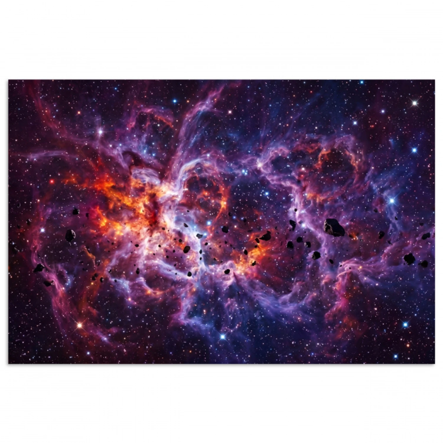Space - Stars - Abstract - Colorful poster papier klein -3d