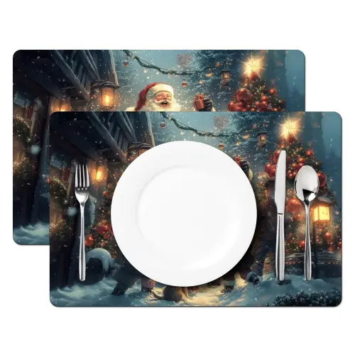 Kerstvreugde - Sneeuw - Kleurrijk Placemat vinyl groot -zzsfeer2_Kitchenyeah-website