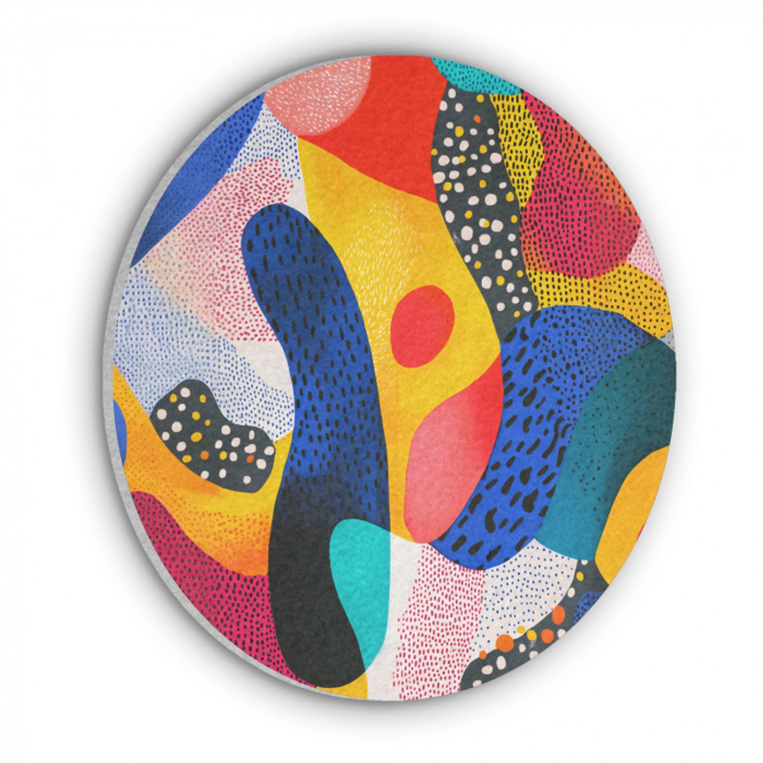 Vormen - Abstract - Stippels - Blauw Akoestische PET Vilt - Rond klein -3d