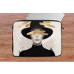 Vrouw - Portret - Modern - Goud - Kunst laptophoes neopreen klein -tafel
