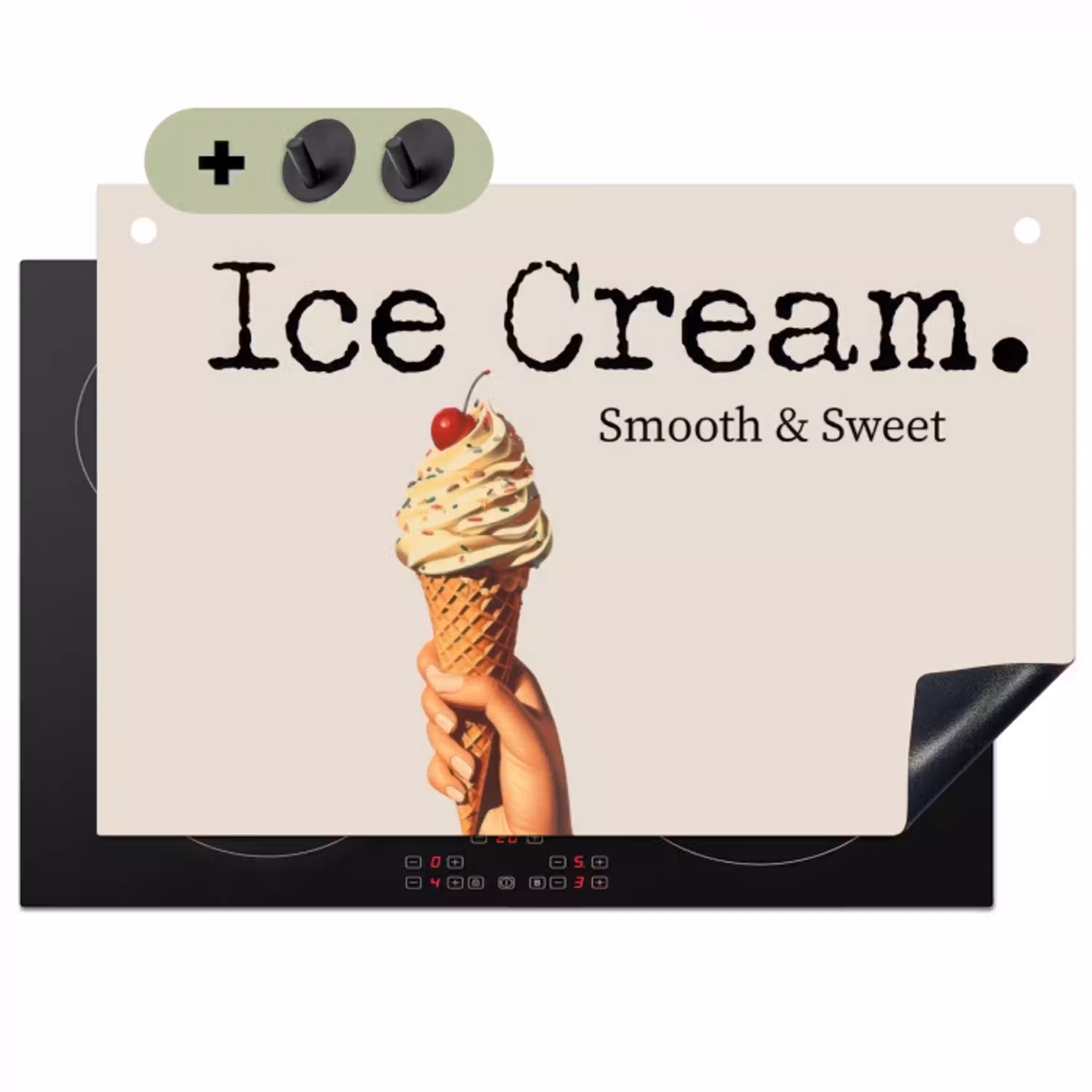 Ice cream - Softijs - Kleurrijk - Kers Inductie beschemer met haakjes klein -3d