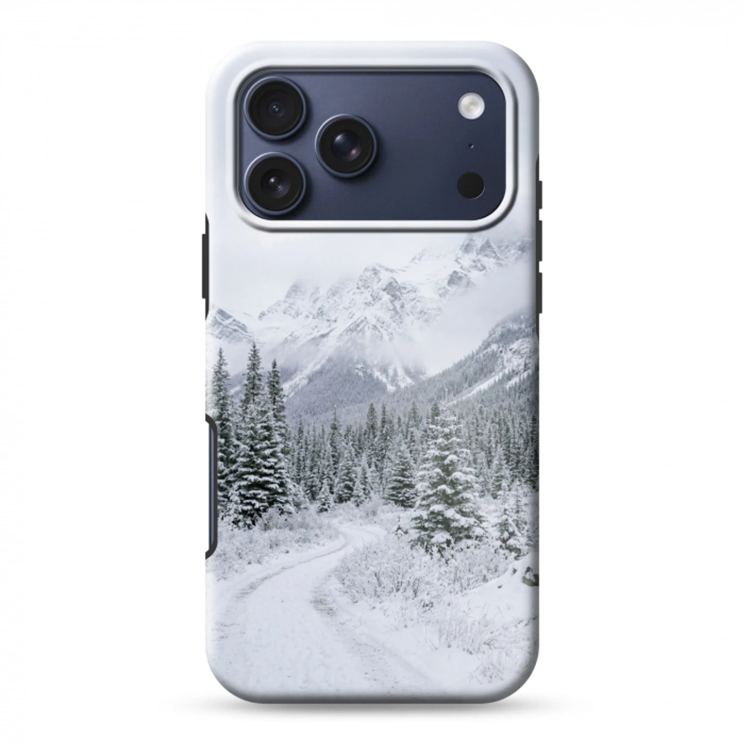 Weg - Bergen - Sneeuw - Naaldbos - Avontuurlijk Toughcase MagSafe Apple iPhone 17 Pro Max klein -3d