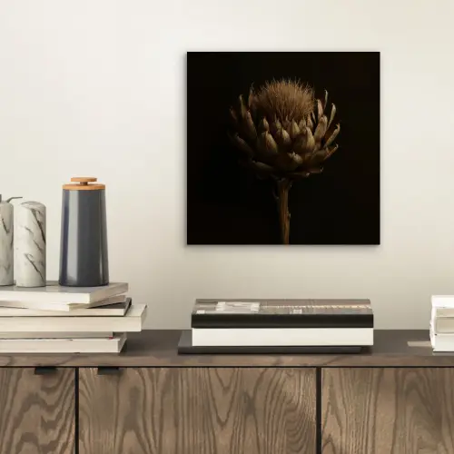 Donkerbruin - Bloem - Textuur - Artisjok aluminium wit klein -sfeer1