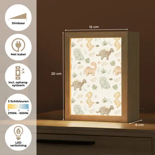 Dino - Patroon - Pastel Light Box met kabel klein -USP_NL