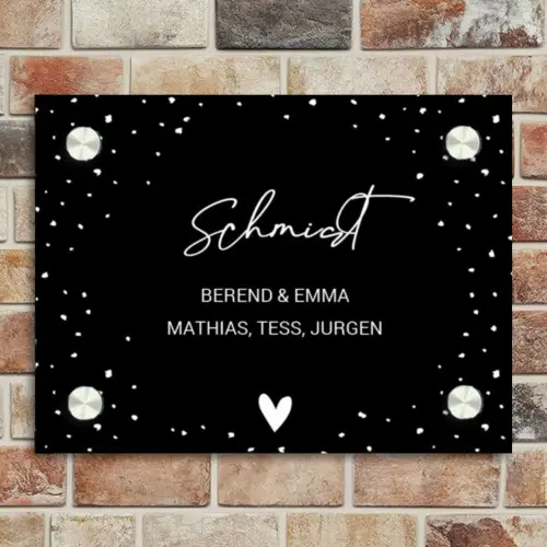 Zwart met stippen - Sierlijk Naambord Rechthoek middel -sfeer3