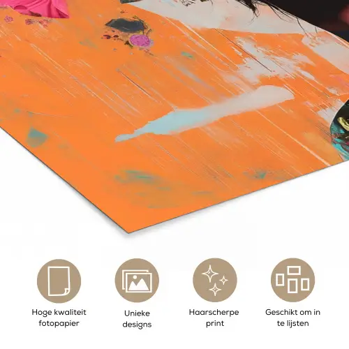 Portret - Vrouw - Abstract - Bloemen poster papier klein -closeup_NL