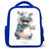 Baby nijlpaard Kinderrugzak - Blauw middel -3d