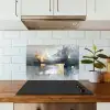 Kunst - Grijs - Goud - Abstract keuken achterwand spatscherm klein -sfeer2